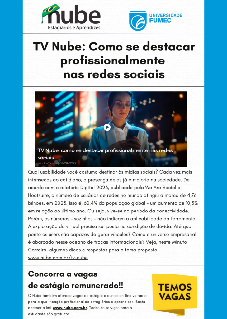 Tv Nube Como De Destacar Profissionalmente Nas Redes Sociais Universidade Fumec 6152